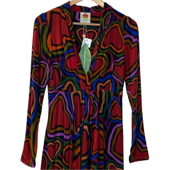 Farm Rio Rainbow Wild Hearts dress NEW - Picture 2 of 15